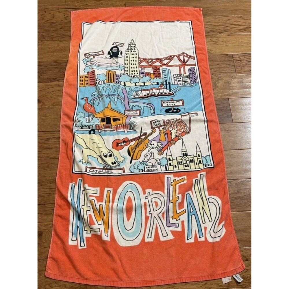 Vintage New Orleans Beach Bath Towel Saints Super Dome Jazz Mardi Gras…
